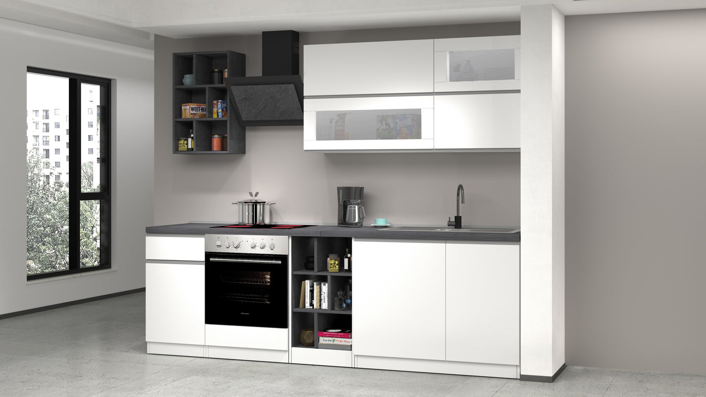 Cucina lineare SOLE 256 cm, composizione 3