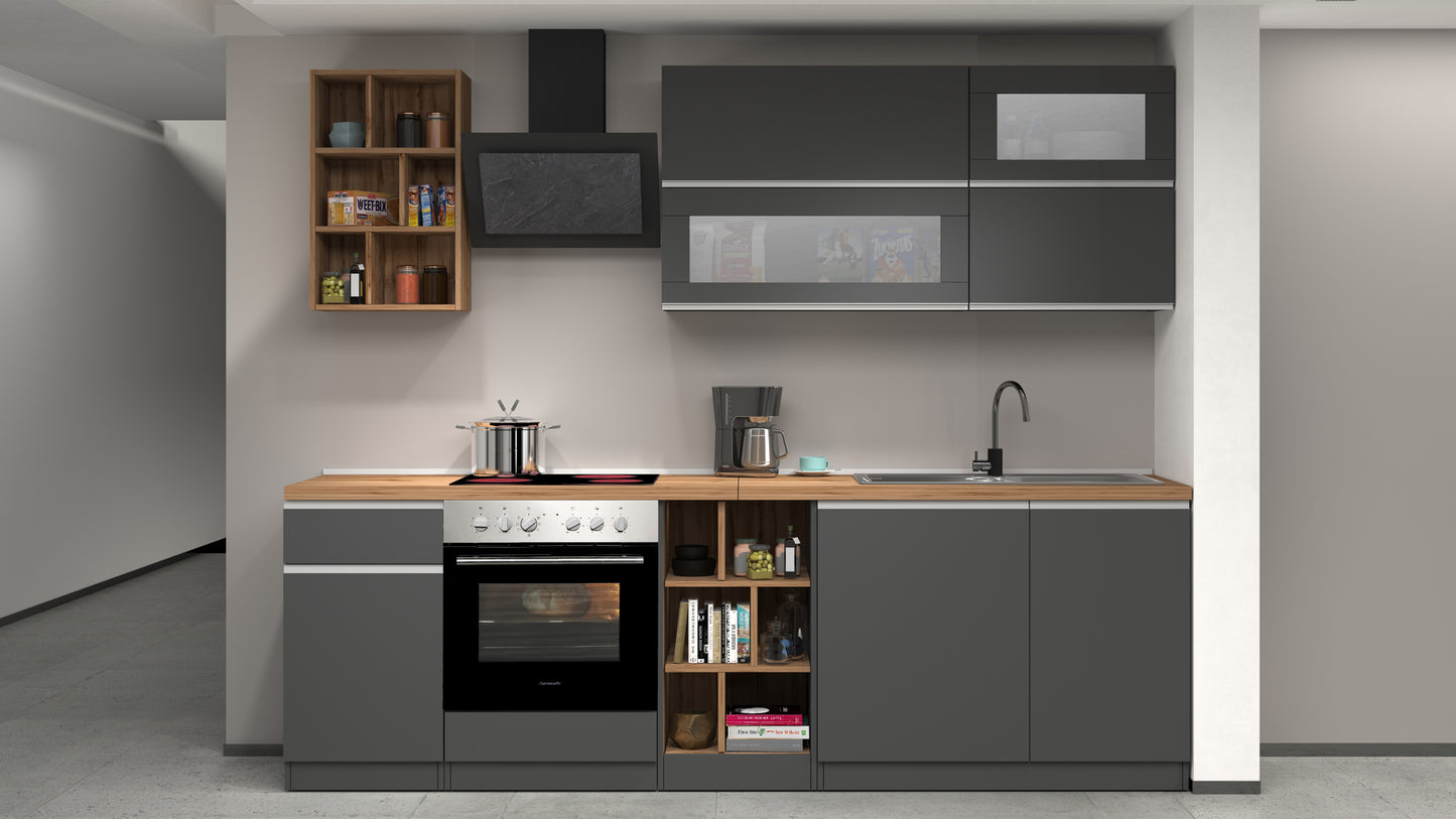 Cucina lineare SOLE 256 cm, composizione 3