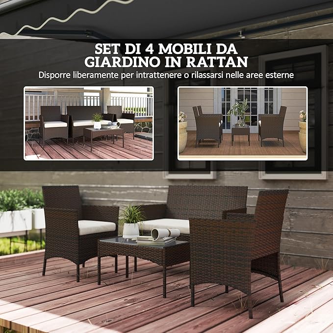 Salotto da esterno in Rattan