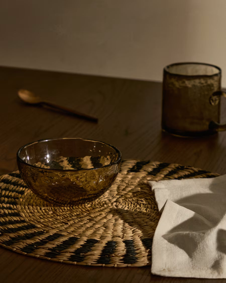 Set Arta di 2 tovagliette individuali in fibre naturali nero Ø 35 cm