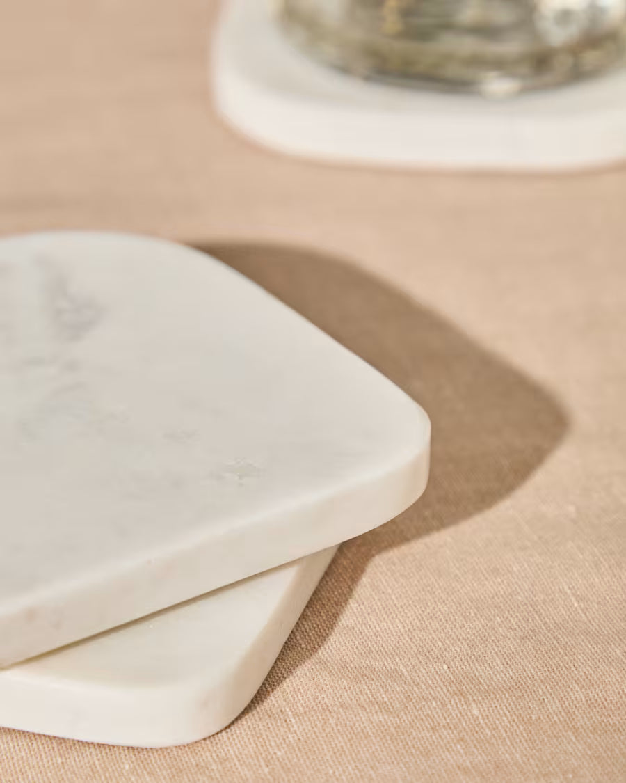 Set di 4 sottobicchieri Zera in marmo bianco