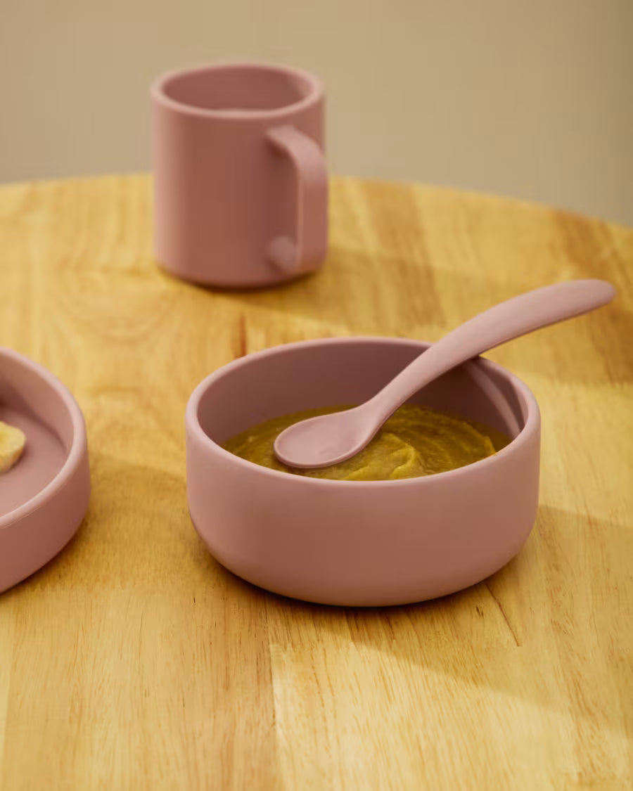 Set Lili 2 cucchiai in silicone rosa e turchese