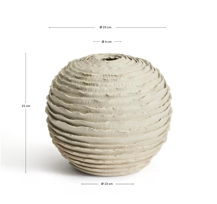 Vaso Evania in ceramica beige 21 cm