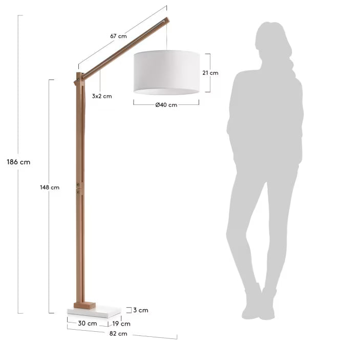 Lampada da terra Riaz, bianco
