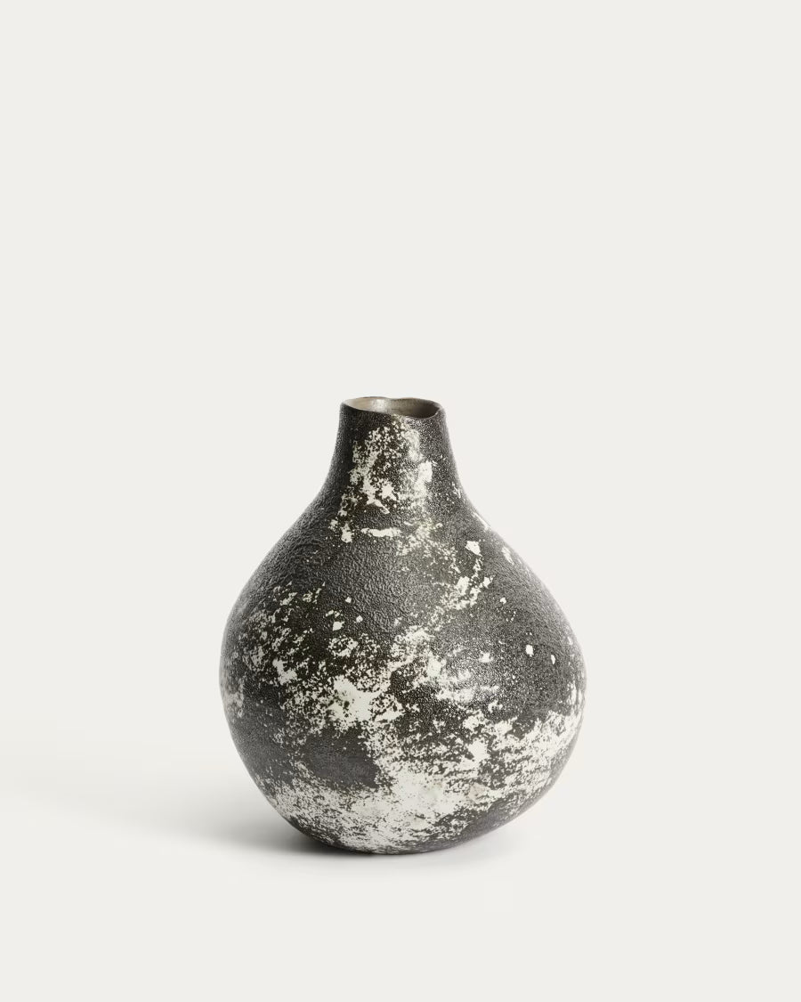 Vaso Orelin in ceramica nera e bianca 30 cm