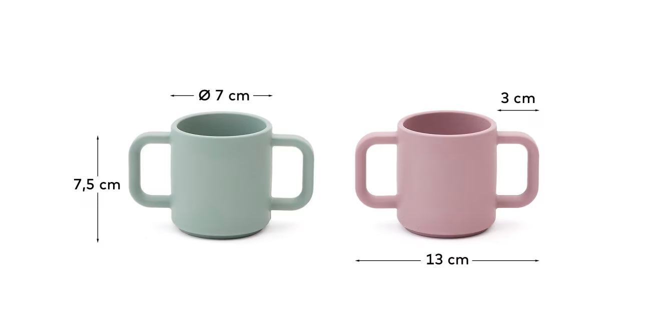 Set Lili 2 tazze in silicone rosa e turchese