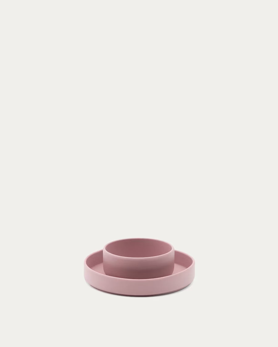 Set Lili piatto e ciotola in silicone rosa