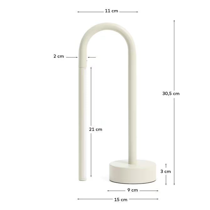 Lampada da tavolo portatile Bow in alluminio grigio