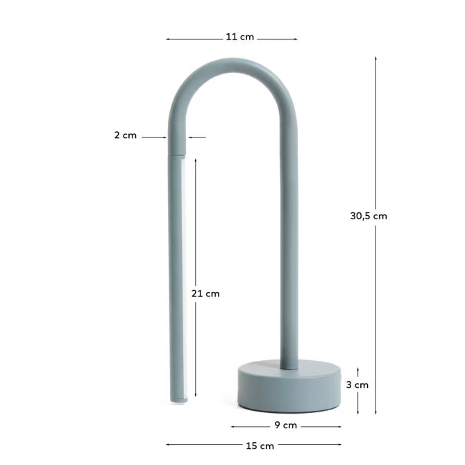 Lampada da tavolo portatile Bow in alluminio blu