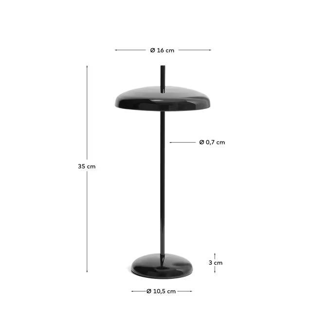 Lampada da tavolo portatile Porte in alluminio nero