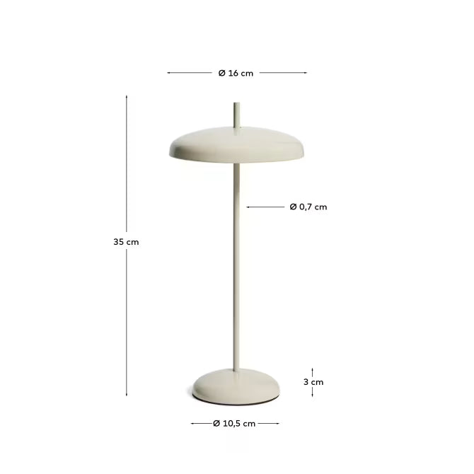 Lampada da tavolo portatile Porte in alluminio grigio chiaro