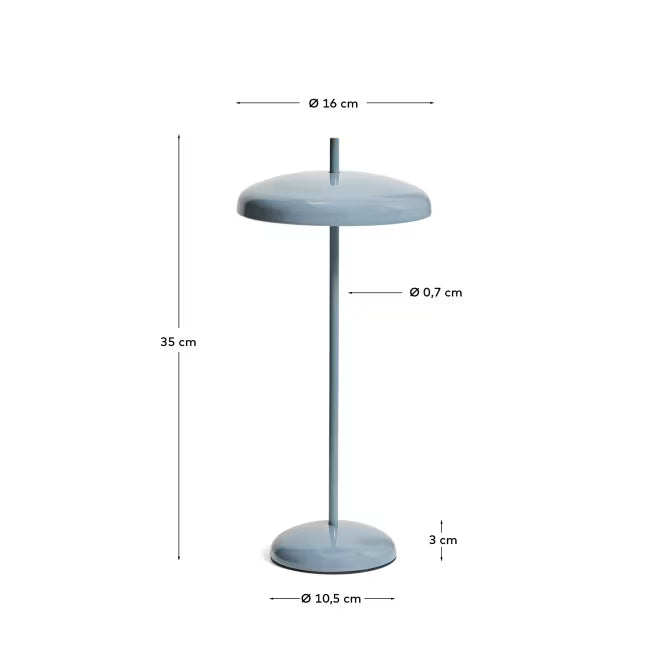 Lampada da tavolo portatile Porte in alluminio blu