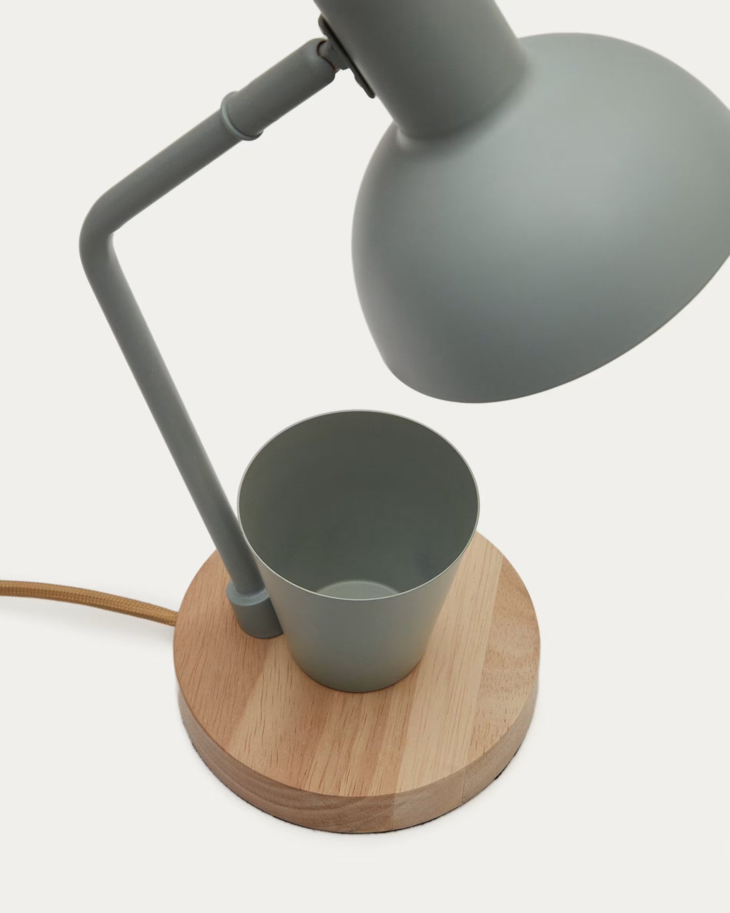 Lampada da scrivania Katia in legno e metallo verde
