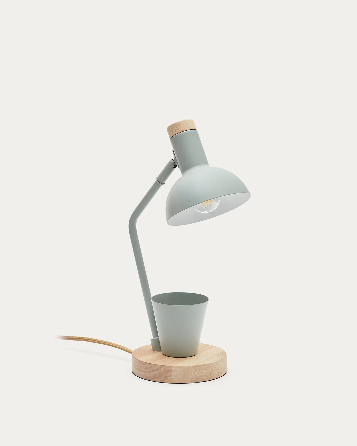 Lampada da scrivania Katia in legno e metallo verde