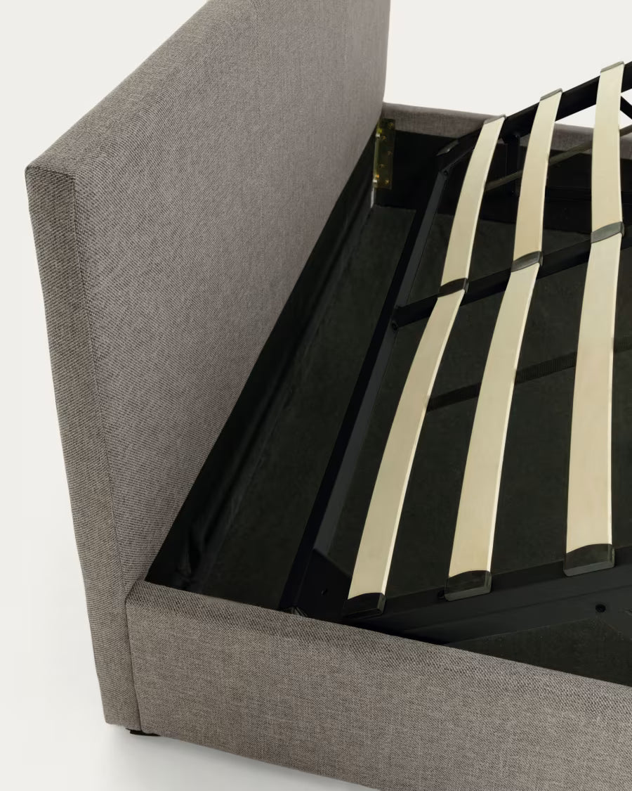 Letto con contenitore Nahiri 180 x 200 cm grigio