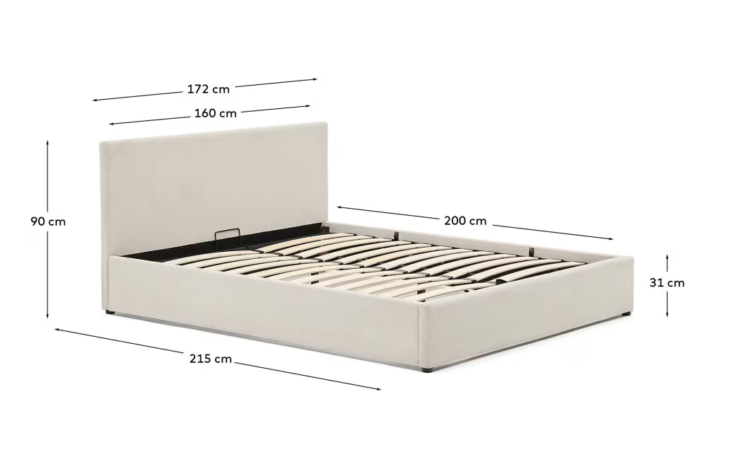 Letto con contenitore Nahiri 160 x 200 cm beige