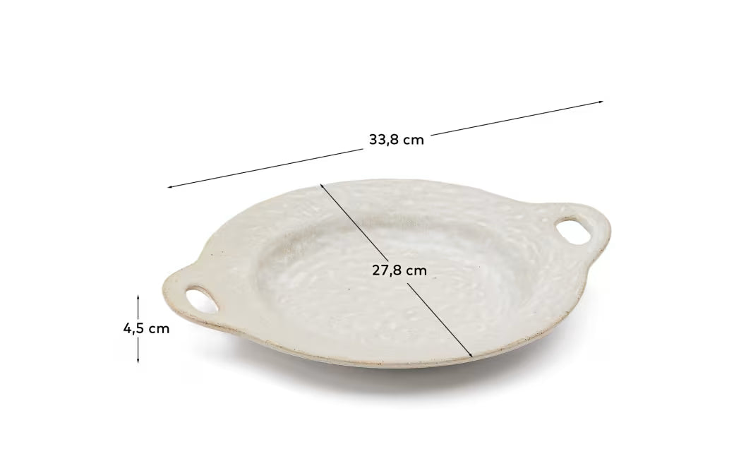 Piatto piano Zunel in ceramica beige