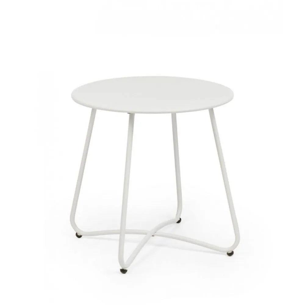 Tavolino rotondo AUSTIN in acciaio bianco