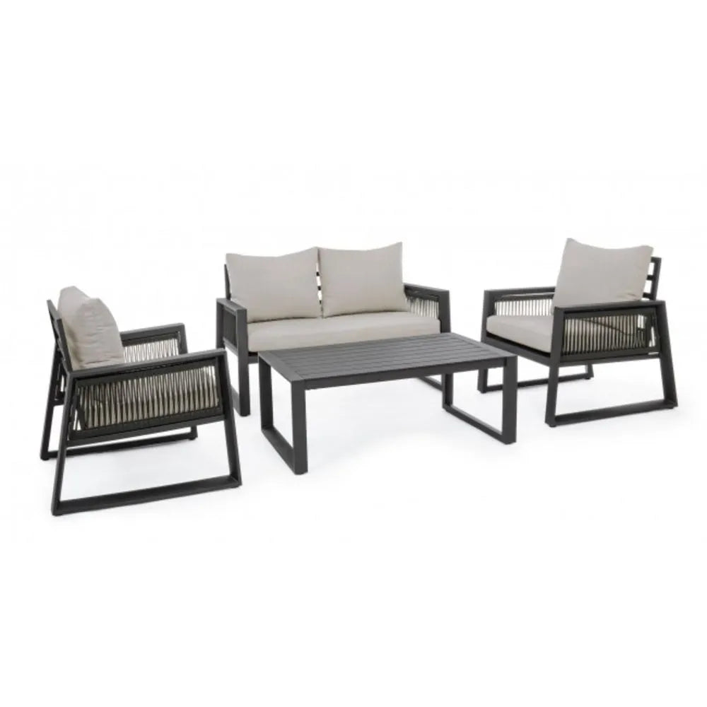 Set salotto CAPTIVA in alluminio antracite e textilene tortora