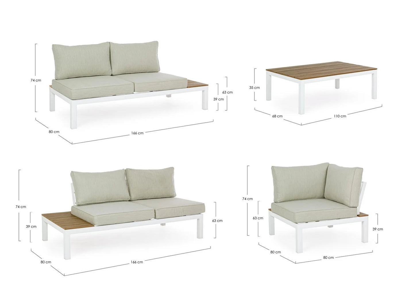Set salotto ELIAS bianco componibile