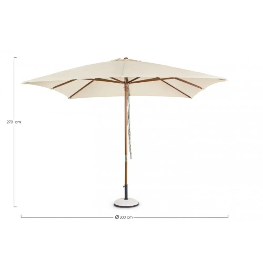 Ombrellone da giardino SYROS in legno e acciaio, telo beige 3×3