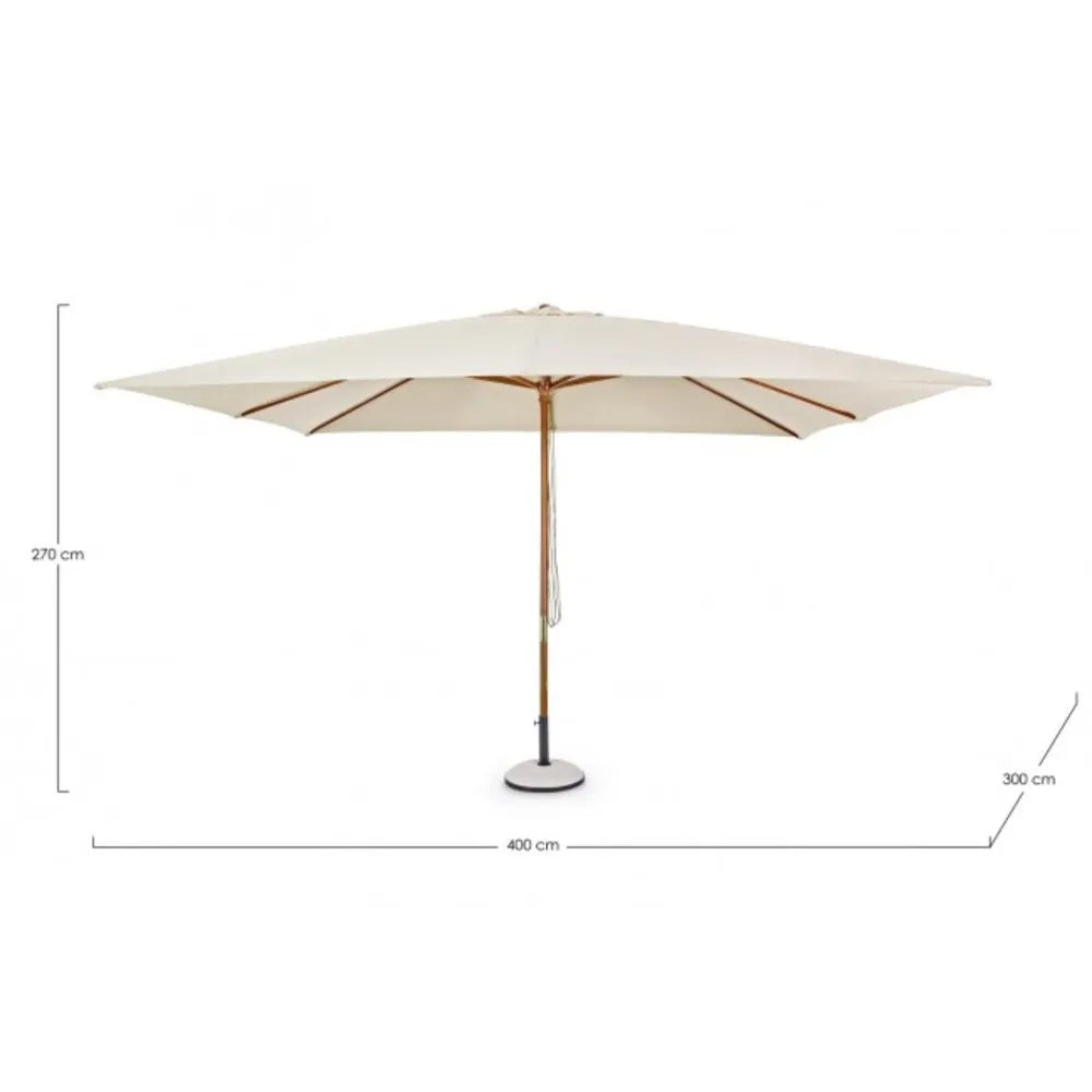 Ombrellone da giardino SYROS in legno e acciaio, telo beige 3×4