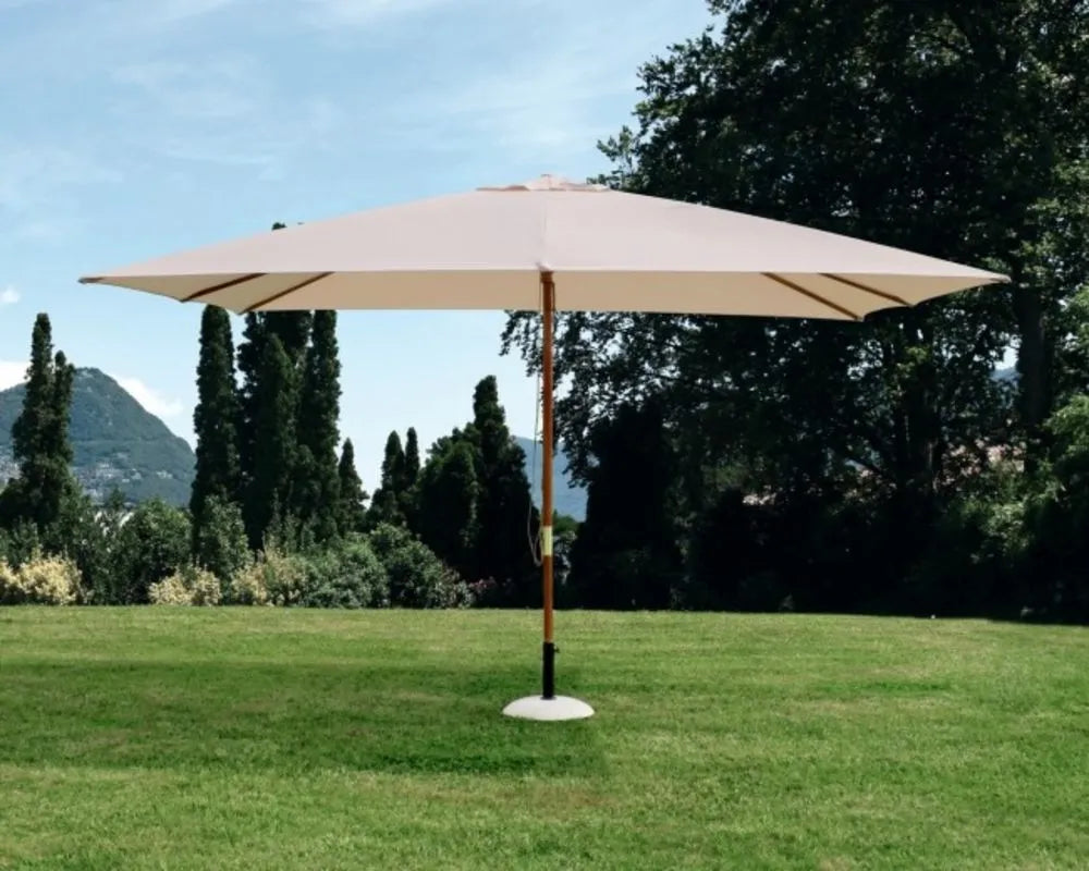 Ombrellone da giardino SYROS in legno e acciaio, telo beige 3×4