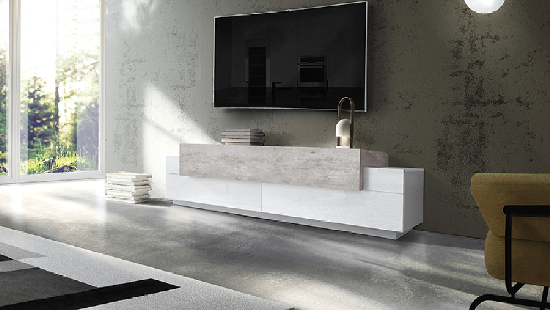 Porta tv CORO 200 cm 3 ante a ribalta