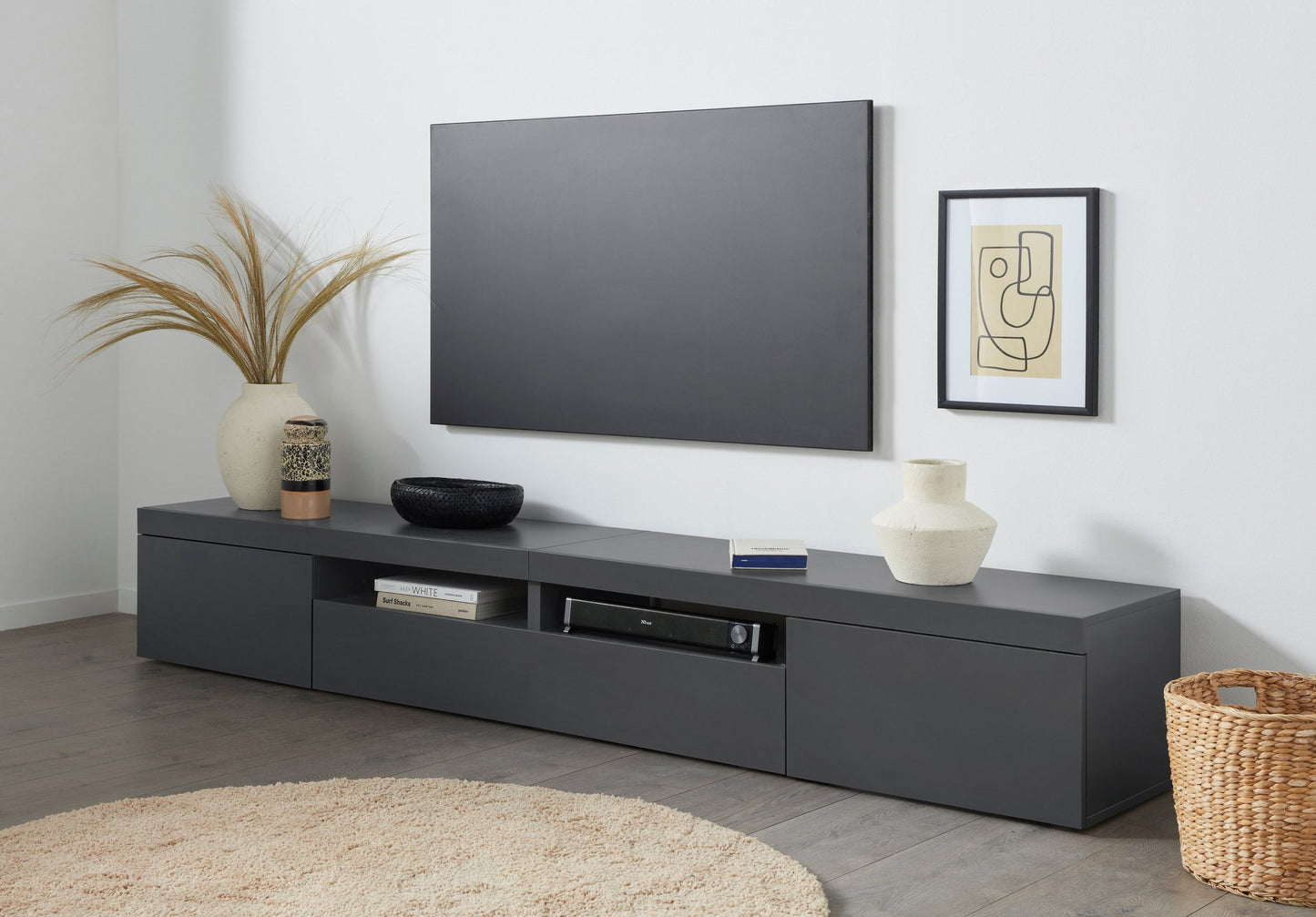 Porta TV ESSENTIAL 240 cm 3 ante a ribalta