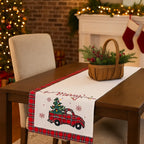 Runner "SOFTEEN" bianco e rosso in poliestere da 182 x 33 cm