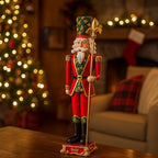 Soldatino con alabarda in mano rosso e verde  h  51,5 cm