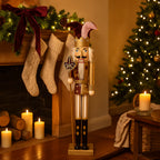 Soldatino schiaccianoci  con vestito marrone e oro da 40 cm