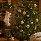 Palline in vetro confezione da 15 pezzi verde e bianco da 3 cm per decorazioni complete