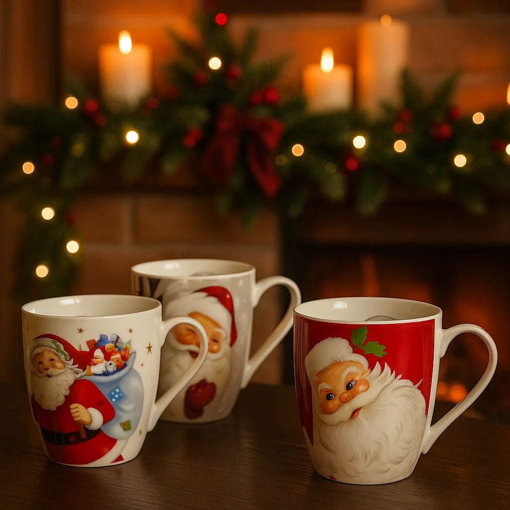 Tazza in ceramica Babbo Natale con sacco per te e caffe da 10 cm