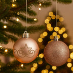 Set 3 Palline per albero di natale in PVC rosa da Ø 6 cm pendaglio decorato