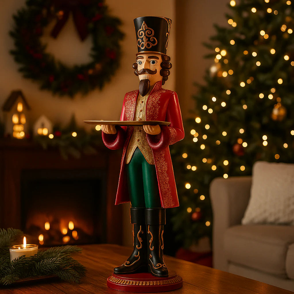 Soldatino schiaccianoci con vassoio in resina h 106 cm