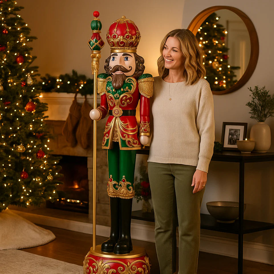 Soldatino schiaccianoci con led e musica in resina  h 184 cm