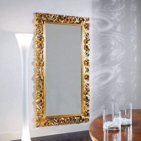 Specchiera rettangolare foglia oro