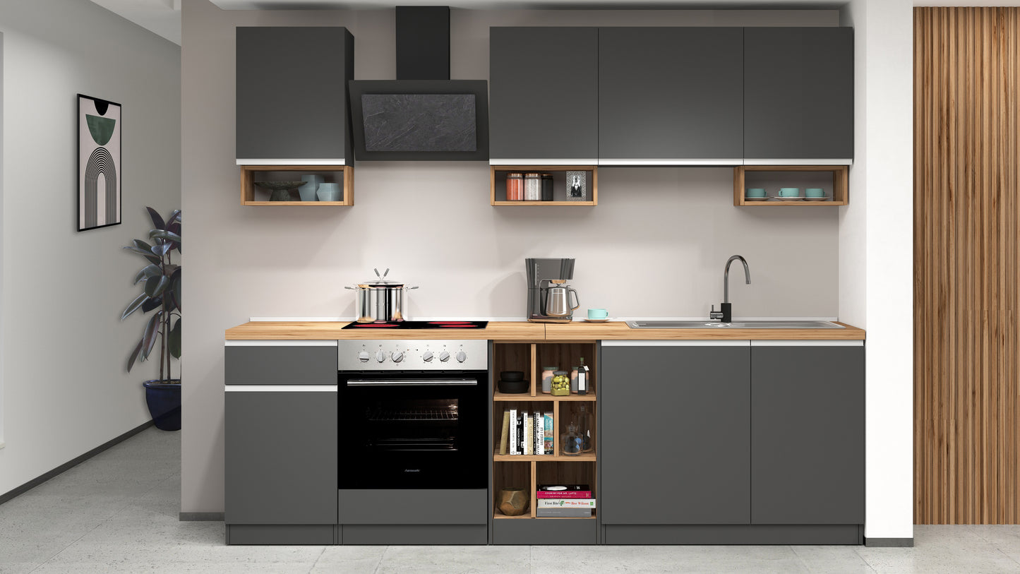 Cucina lineare SOLE da 256 cm, composizione 1