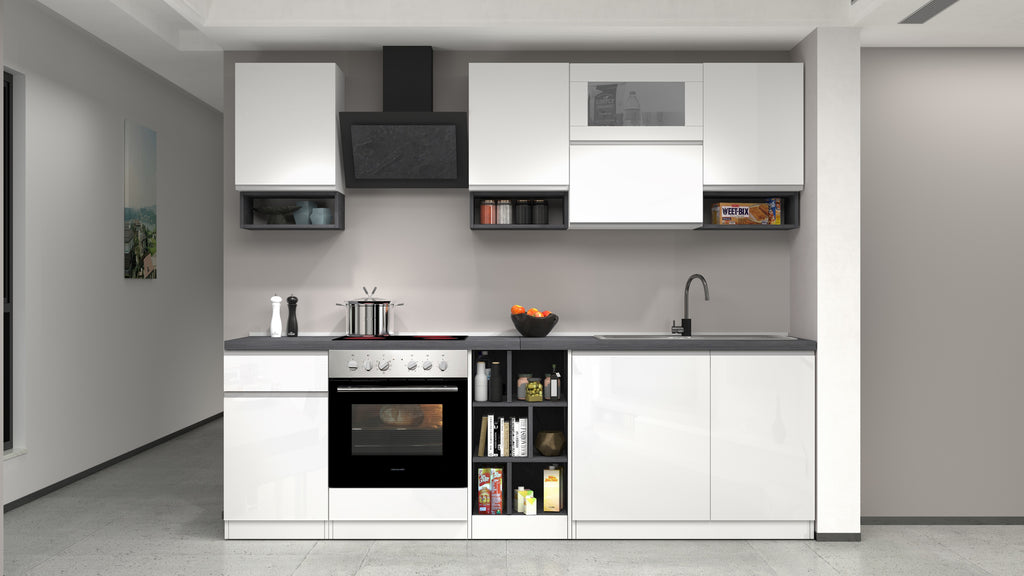 Cucina lineare SOLE 256 cm, composizione 2
