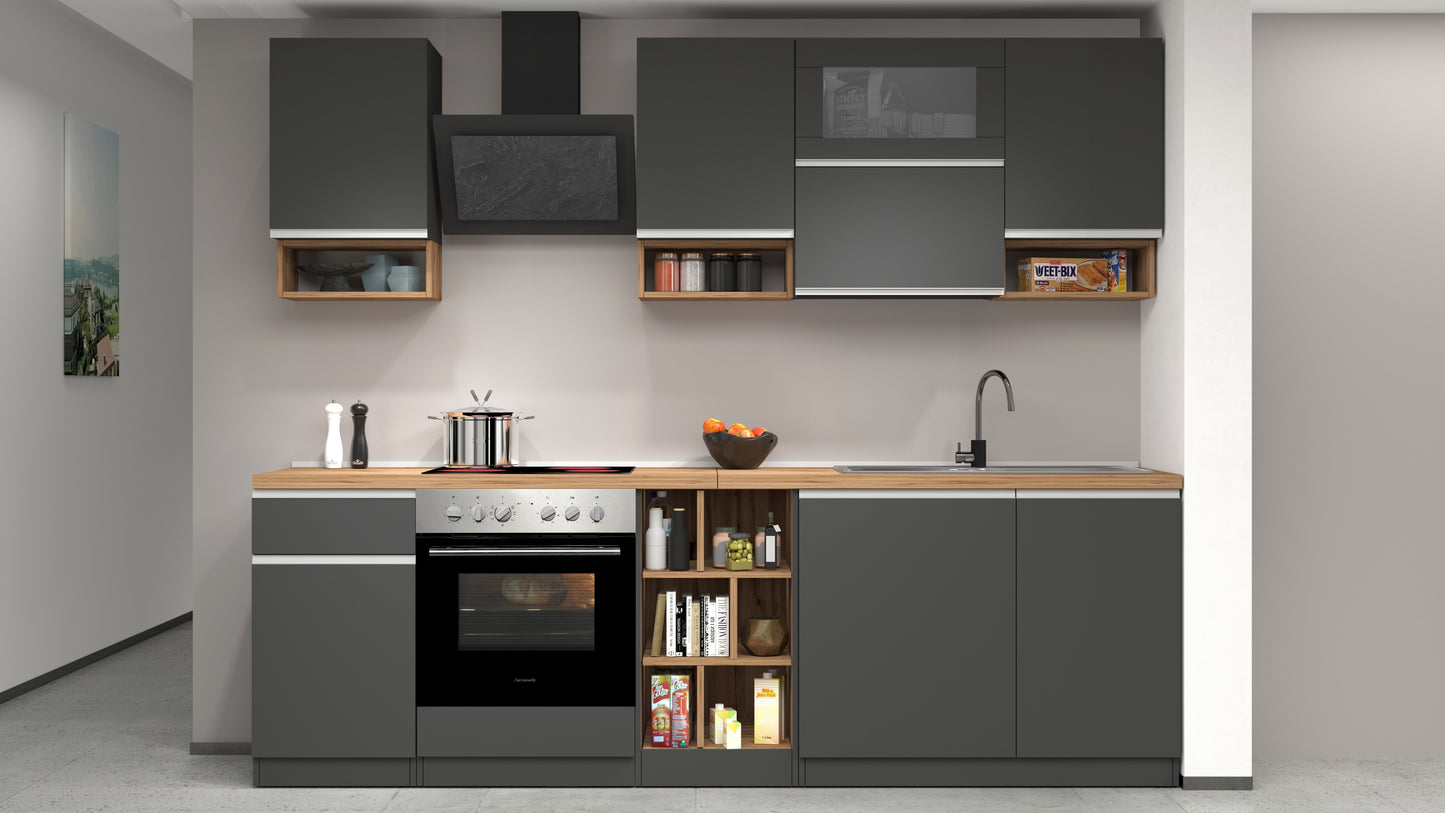 Cucina lineare SOLE 256 cm, composizione 2