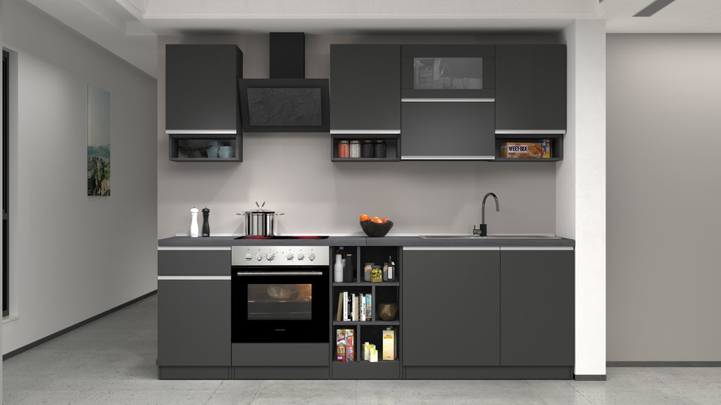 Cucina lineare SOLE 256 cm, composizione 2