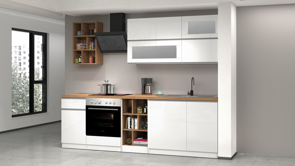 Cucina lineare SOLE 256 cm, composizione 3