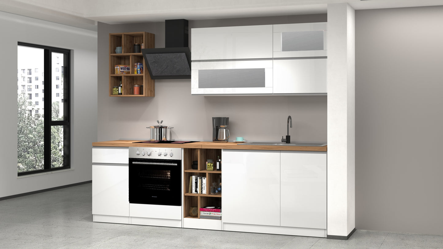 Cucina lineare SOLE 256 cm, composizione 3