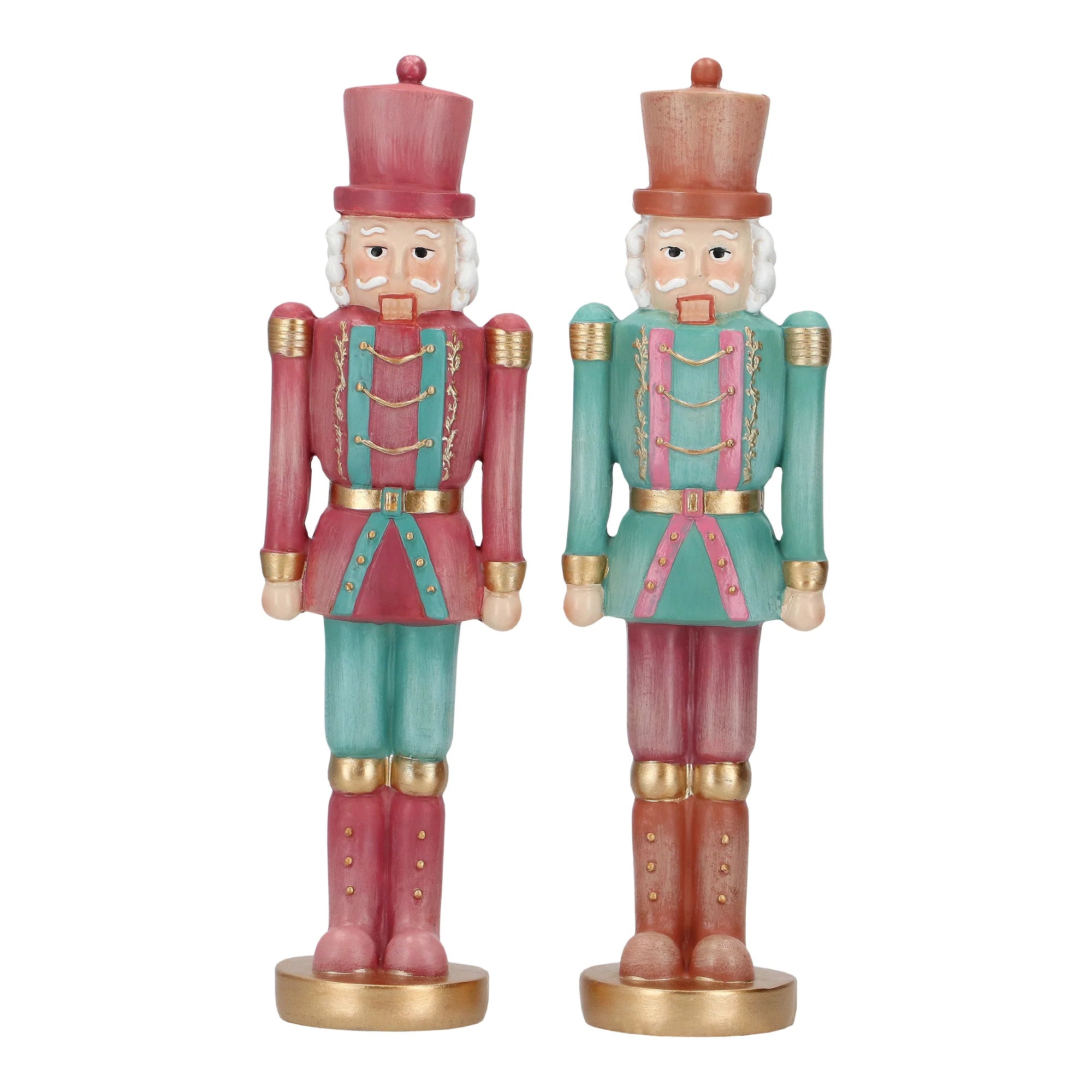 Soldatino schiaccianoci  in poliresina colore rosa e blu  h 25,5 cm