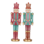 Soldatino schiaccianoci  in poliresina colore  blu e rosa  h 25,5 cm