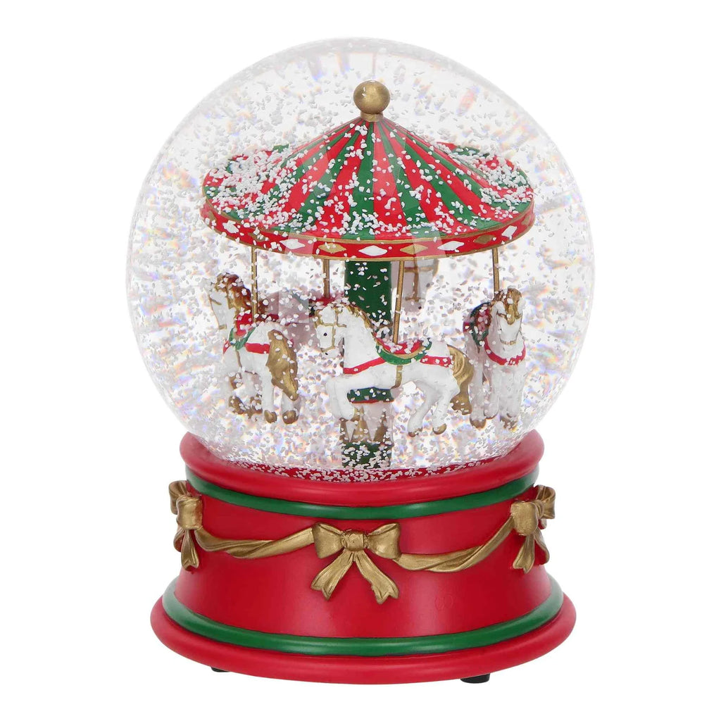 Palla con acqua e brillantini con carosello immerso da 12x12x15,8