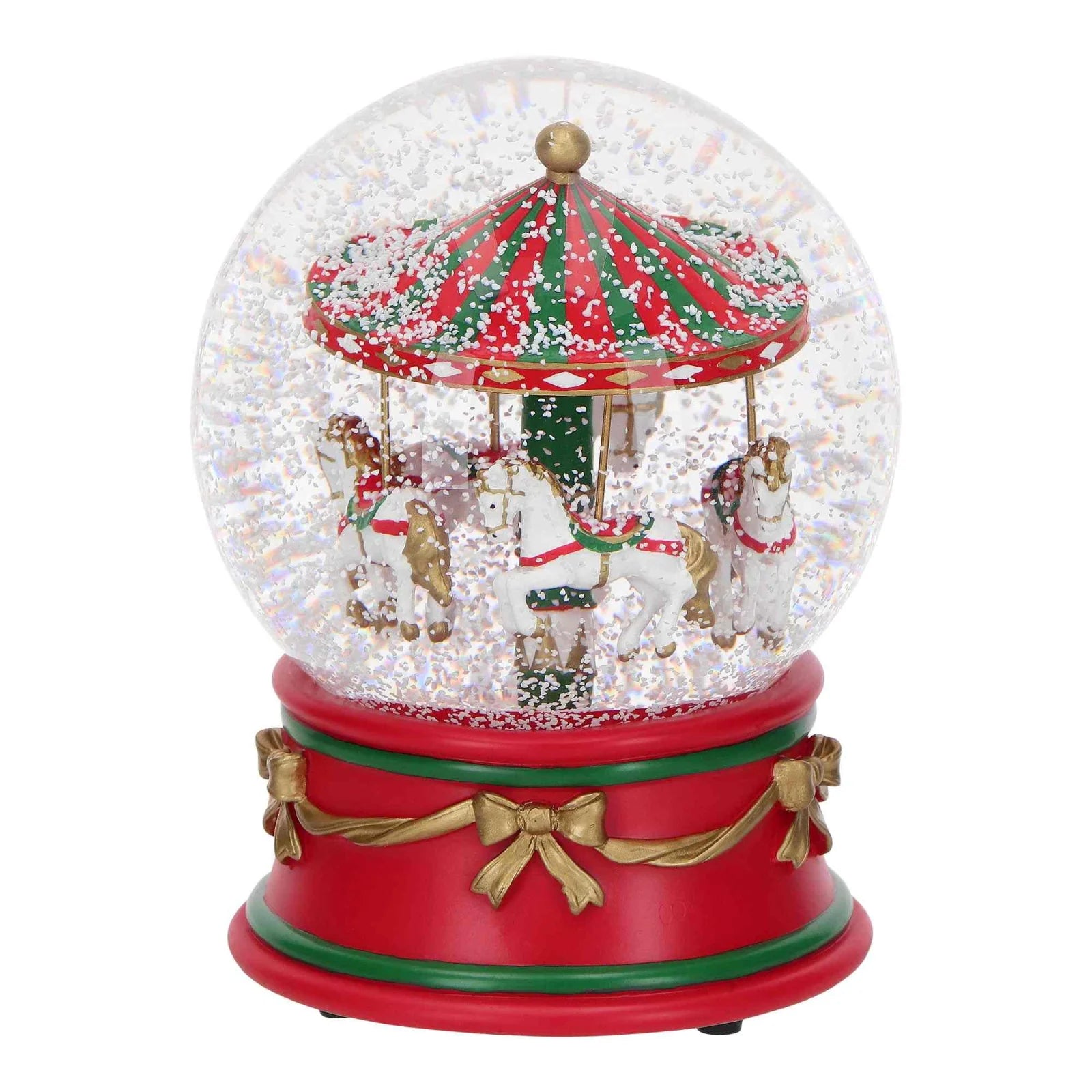 Palla con acqua e brillantini con carosello immerso da 12x12x15,8