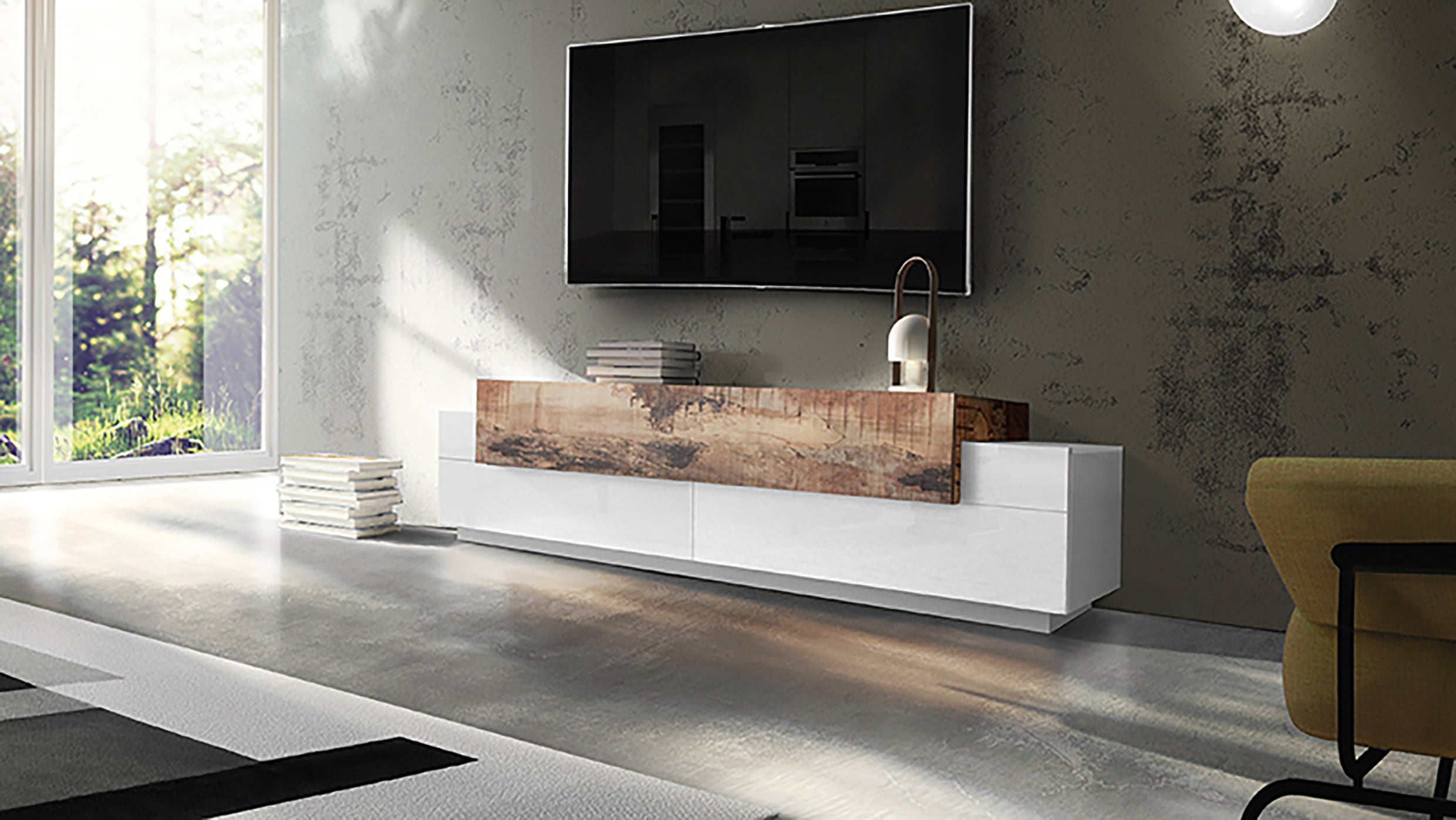 Porta tv CORO 200 cm 3 ante a ribalta