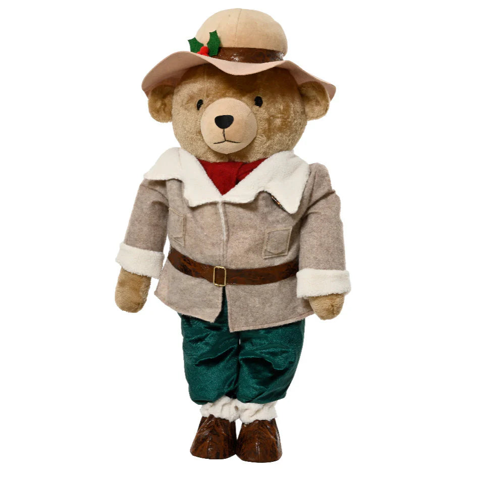 Orsacchiotto country con cappotto beige e cappello  in poliestere 88 cm